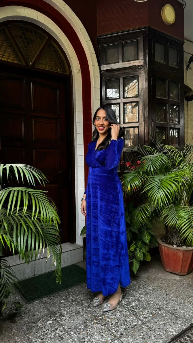 Velvet Classic Dress - Royal Blue