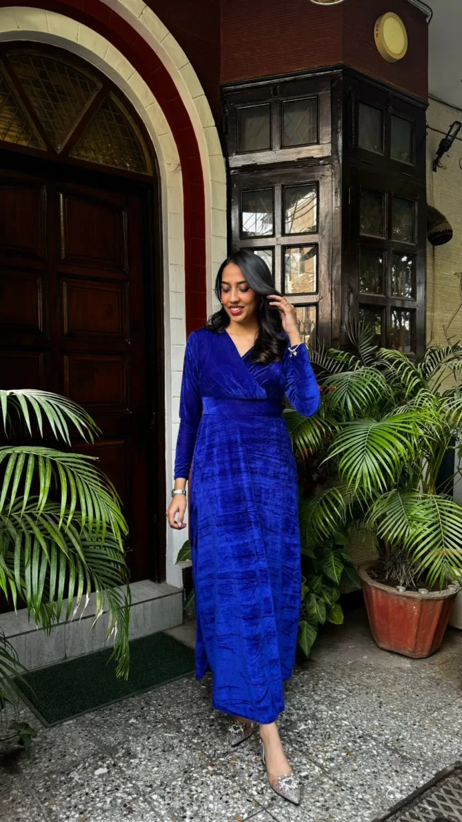 Velvet Classic Dress - Royal Blue