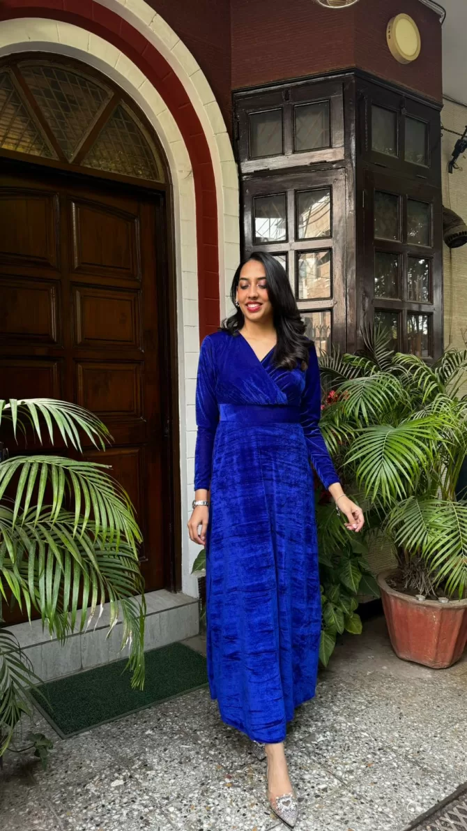 Velvet Classic Dress - Royal Blue