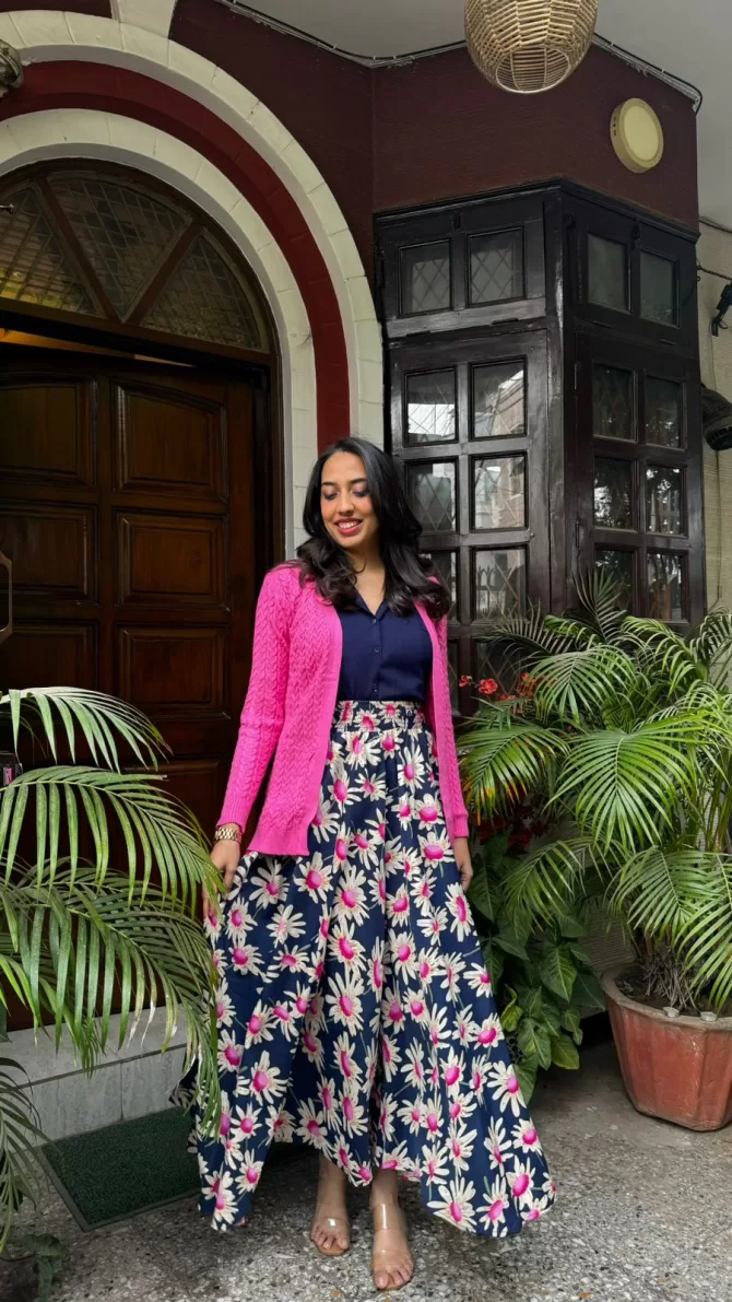 Pink Knit Cardigan (Free Size)