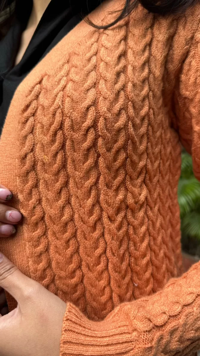 Brown Knit Cardigan (Free Size)