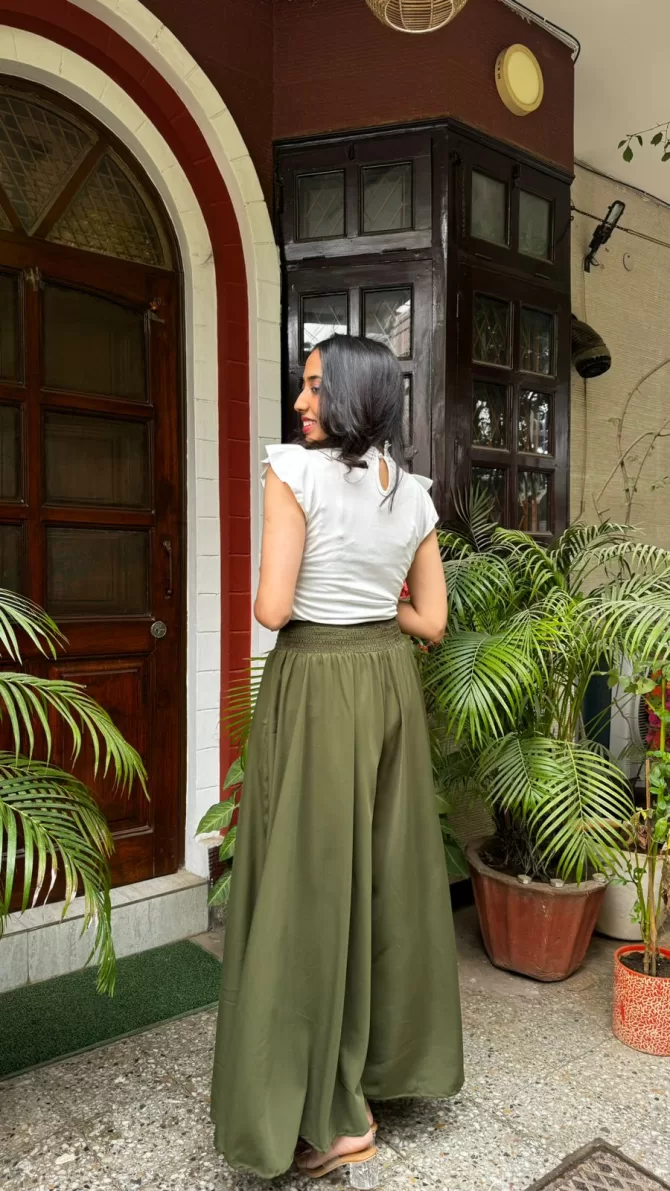 Dark Green Solid Palazzo (Free Size)