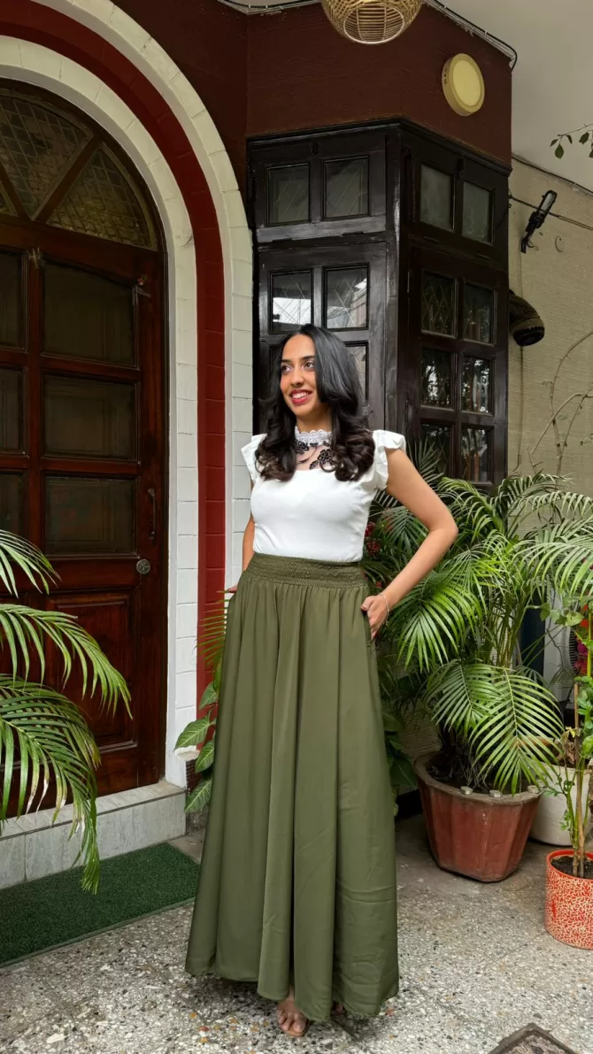 Dark Green Solid Palazzo (Free Size)