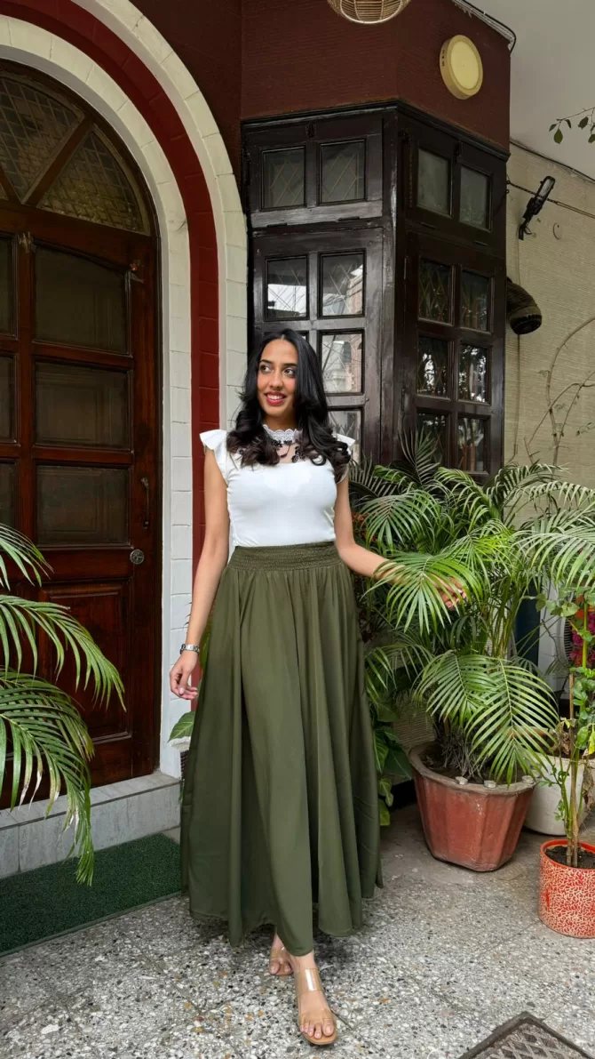 Dark Green Solid Palazzo (Free Size)