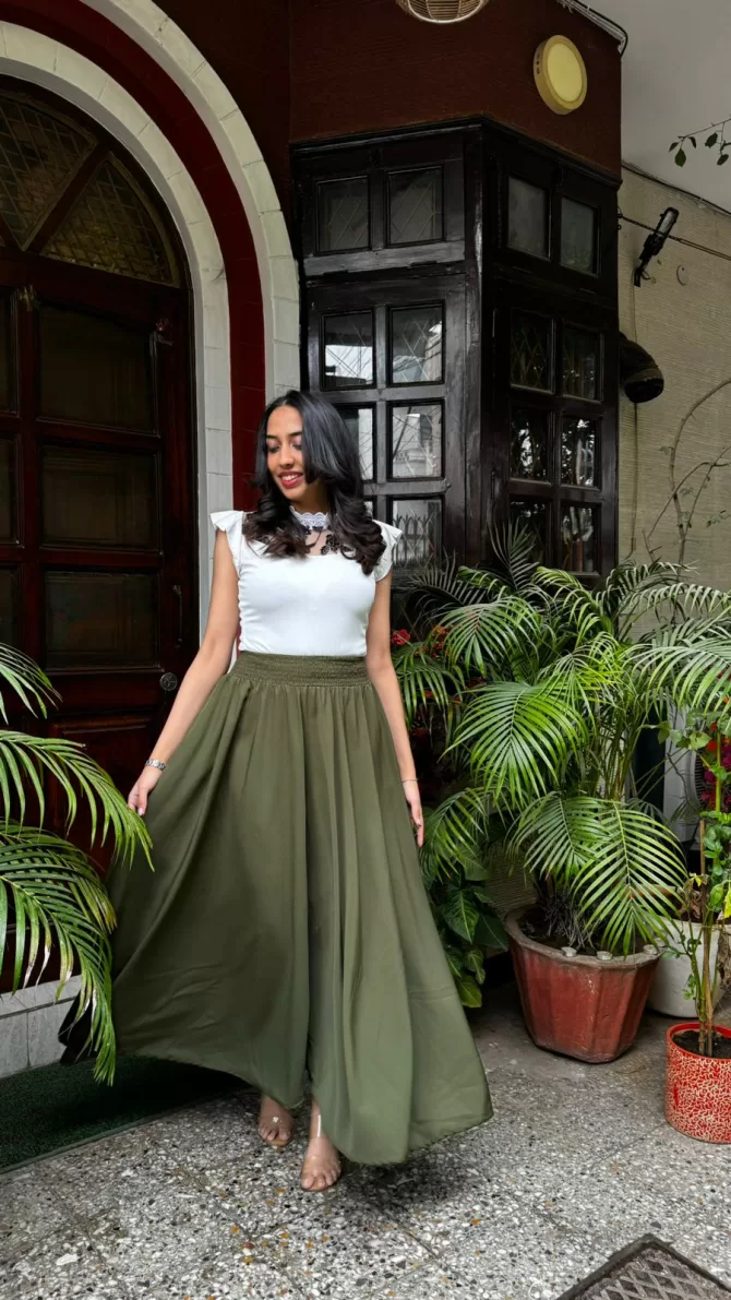 Dark Green Solid Palazzo (Free Size)