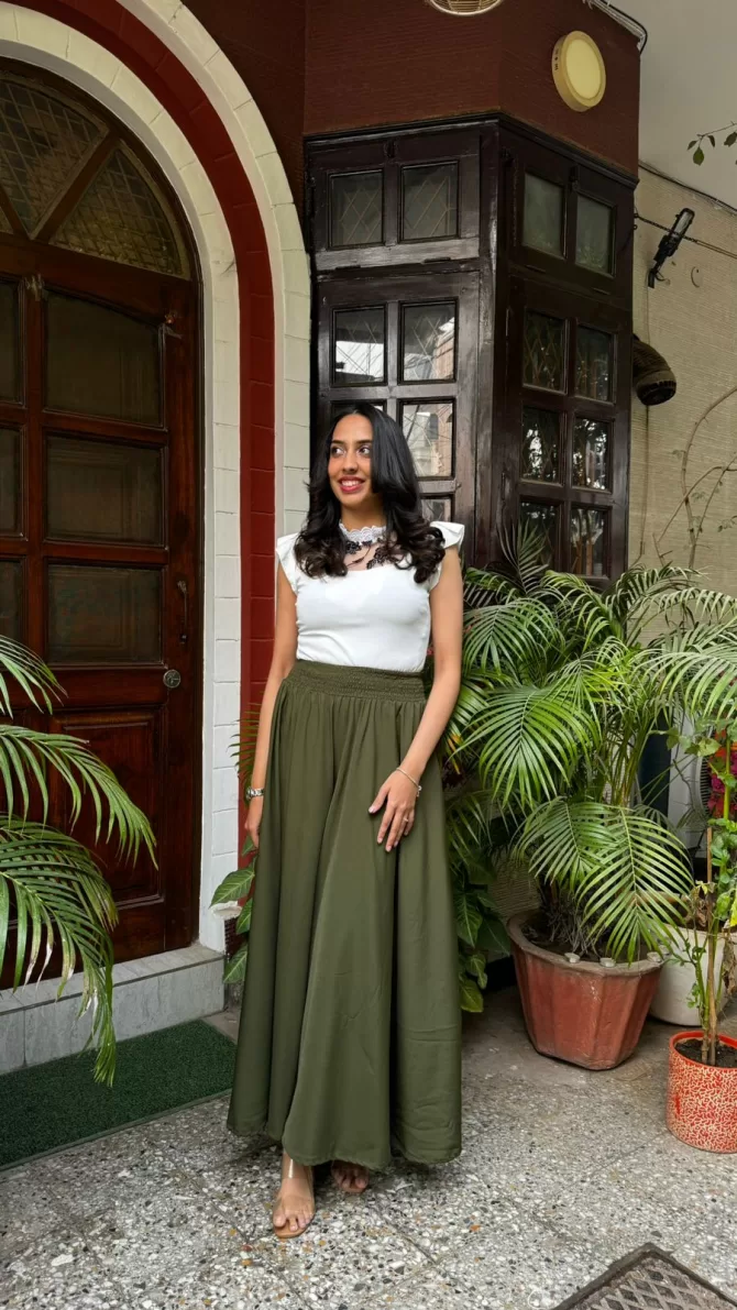 Dark Green Solid Palazzo (Free Size)