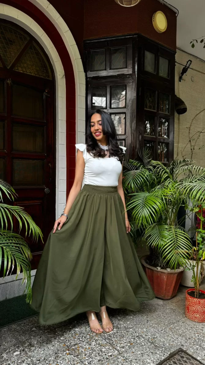 Dark Green Solid Palazzo (Free Size)