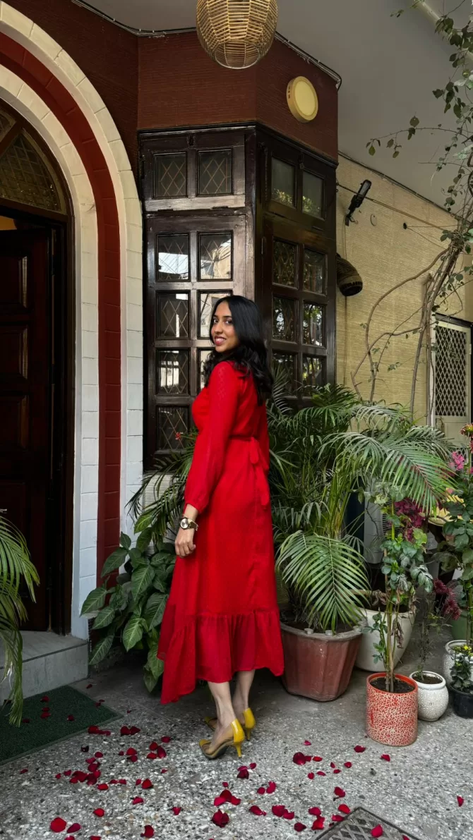 Dreamy Drapes Dress- Red (Luxe Collection)