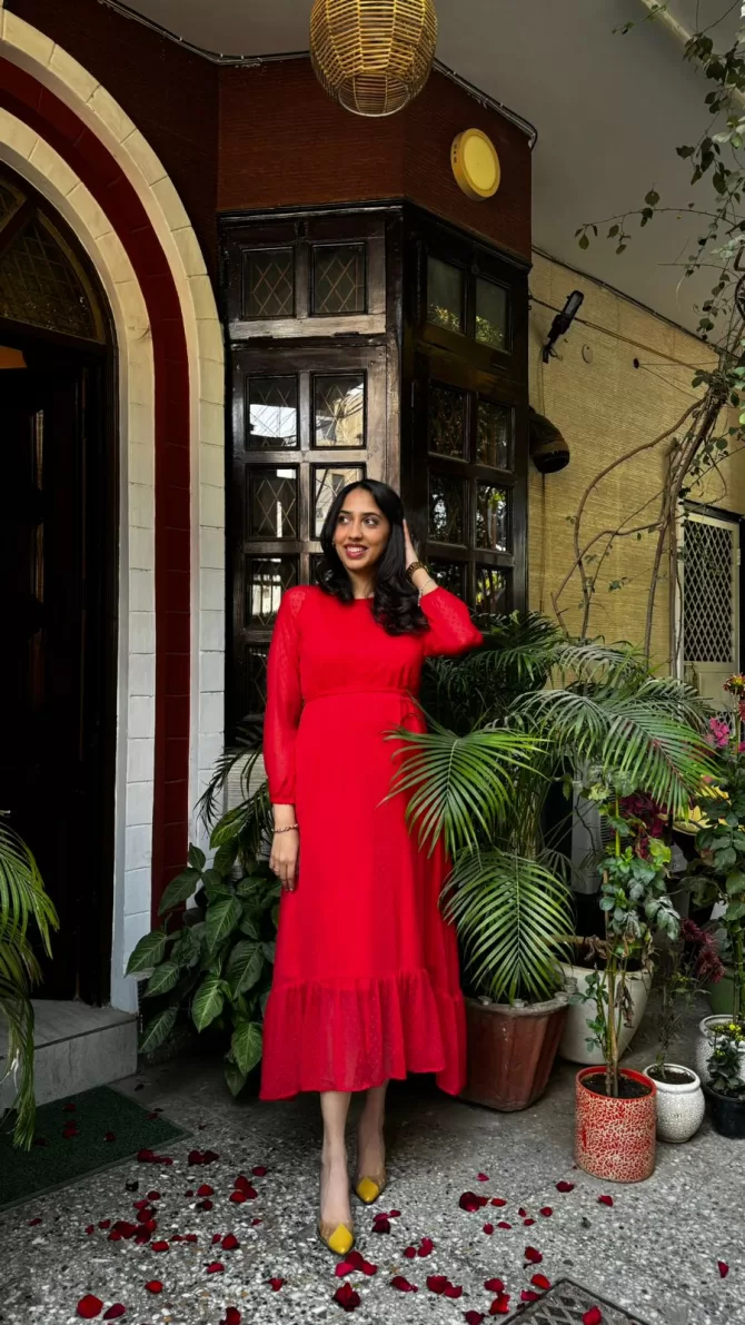 Dreamy Drapes Dress- Red (Luxe Collection)
