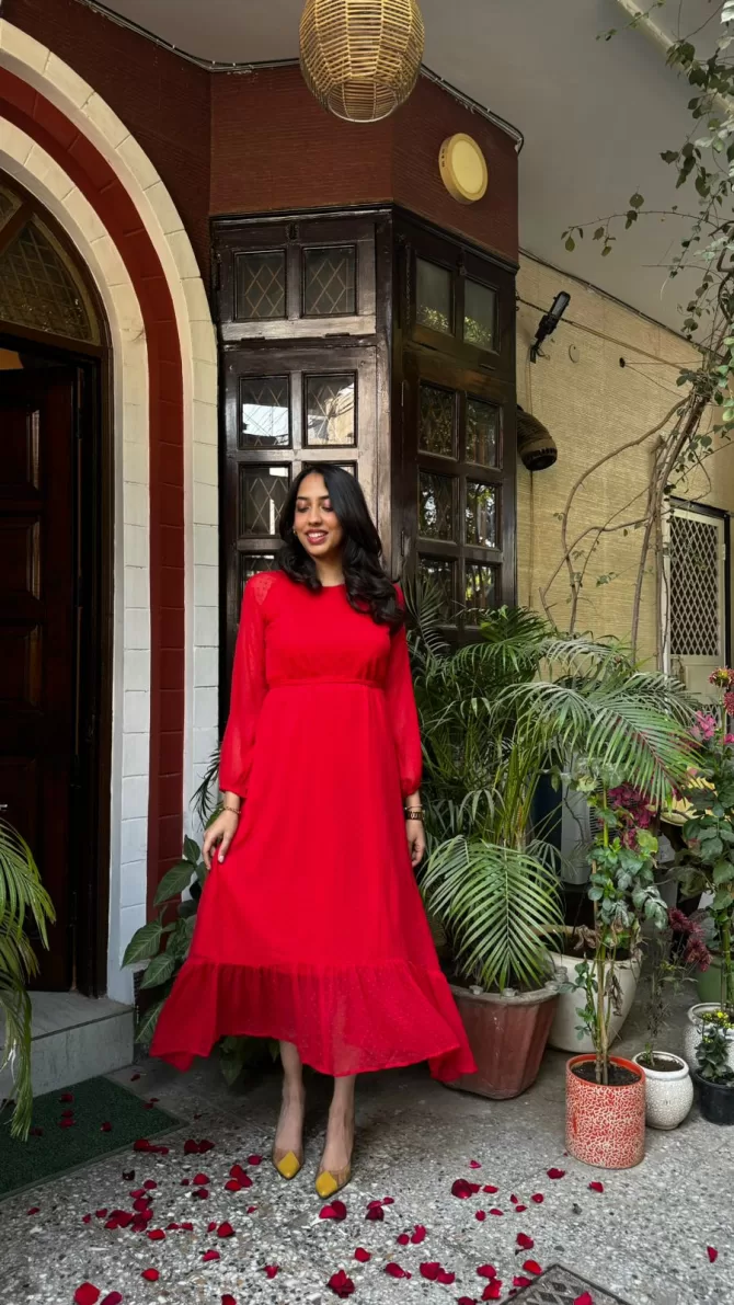 Dreamy Drapes Dress- Red (Luxe Collection)