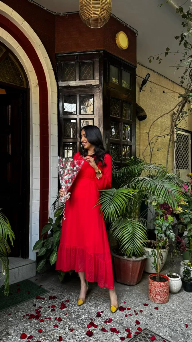 Dreamy Drapes Dress- Red (Luxe Collection)