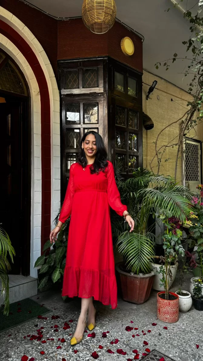 Dreamy Drapes Dress- Red (Luxe Collection)