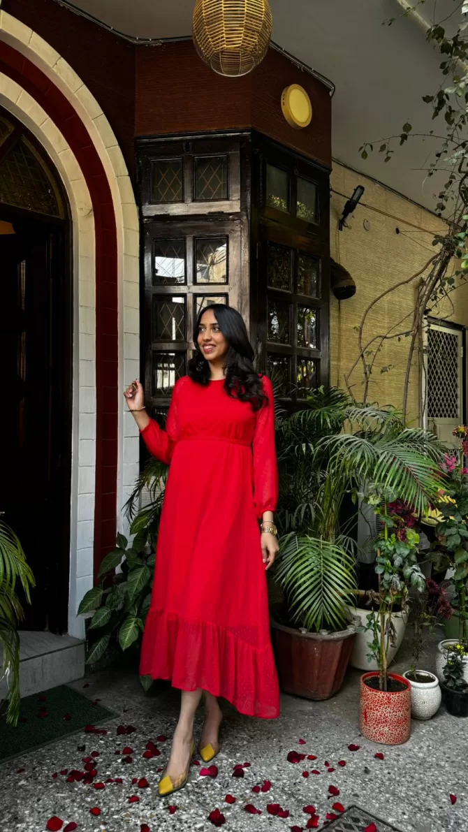 Dreamy Drapes Dress- Red (Luxe Collection)