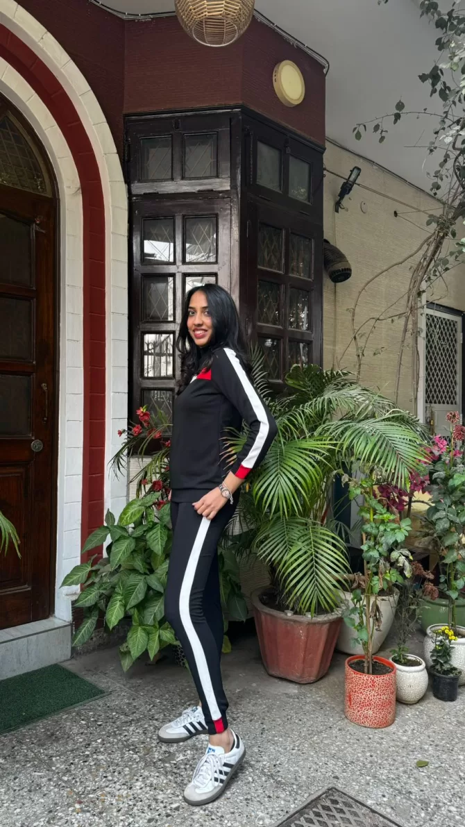 Black Striped Jogger Set