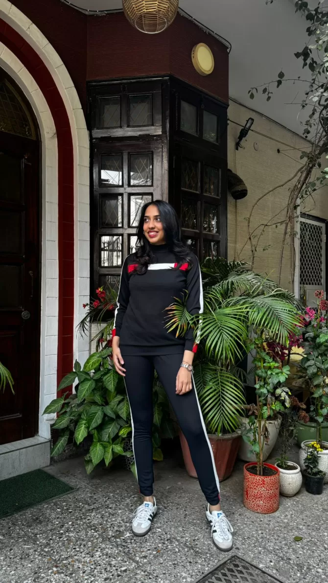 Black Striped Jogger Set