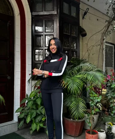 Black Striped Jogger Set