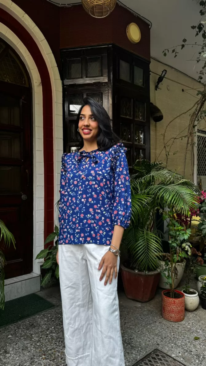 Blue Berry Ruffle Top (Premium Collection)