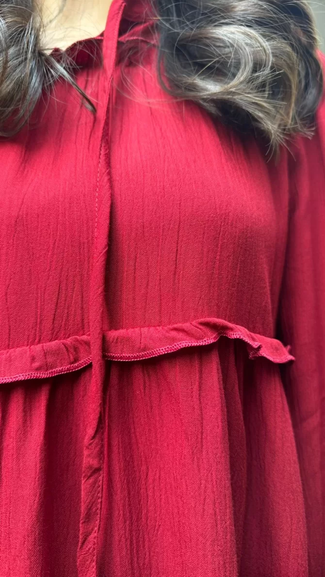 Tiers & Twirls Layered Top-Maroon (Premium Collection)