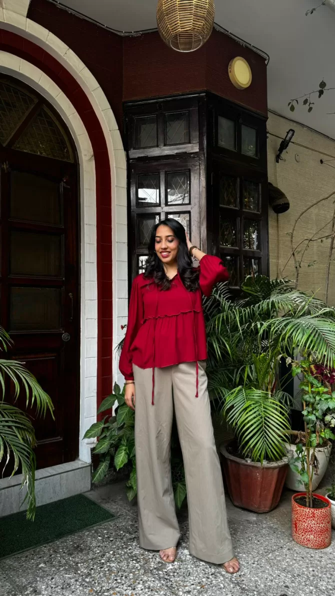 Tiers & Twirls Layered Top-Maroon (Premium Collection)