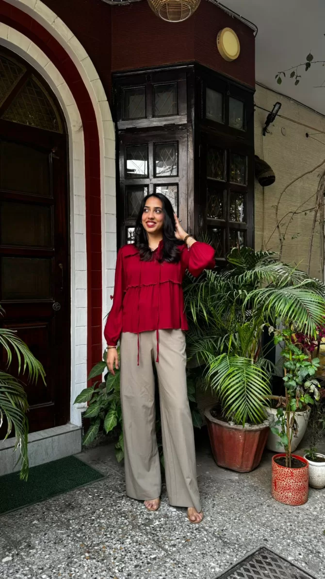 Tiers & Twirls Layered Top-Maroon (Premium Collection)
