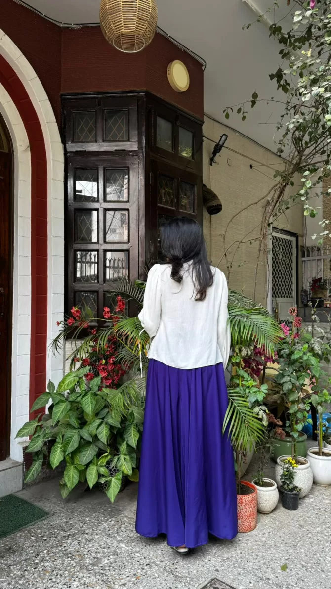 Royal Purple Solid Palazzo (Free Size)