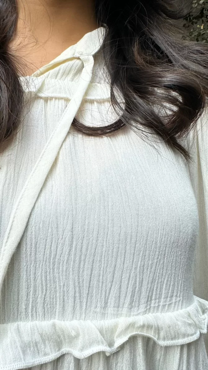 Tiers & Twirls Layered Top - White (Premium Collection)