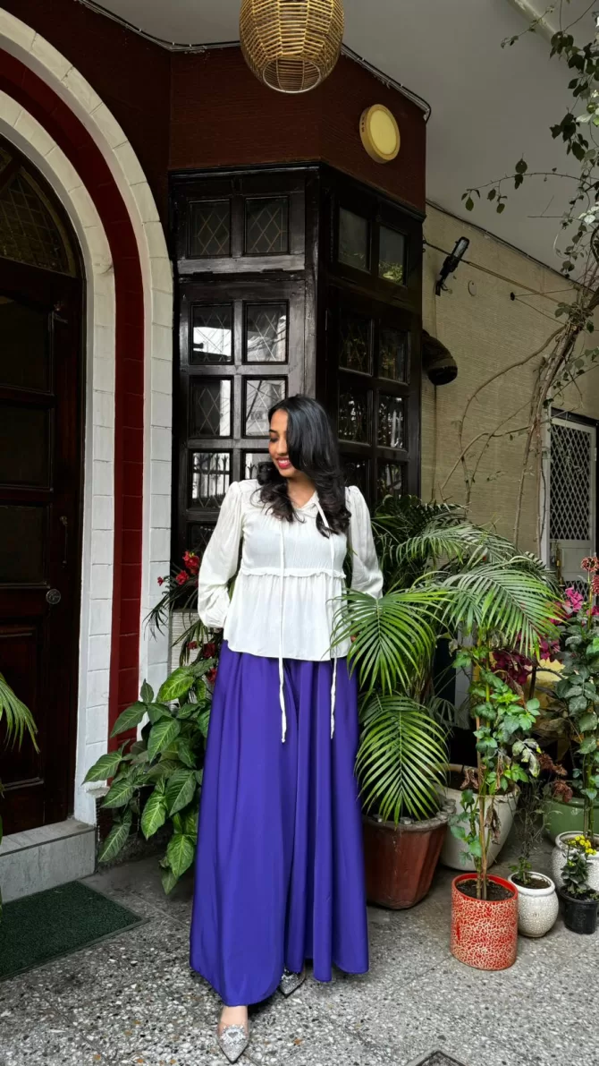 Royal Purple Solid Palazzo (Free Size)