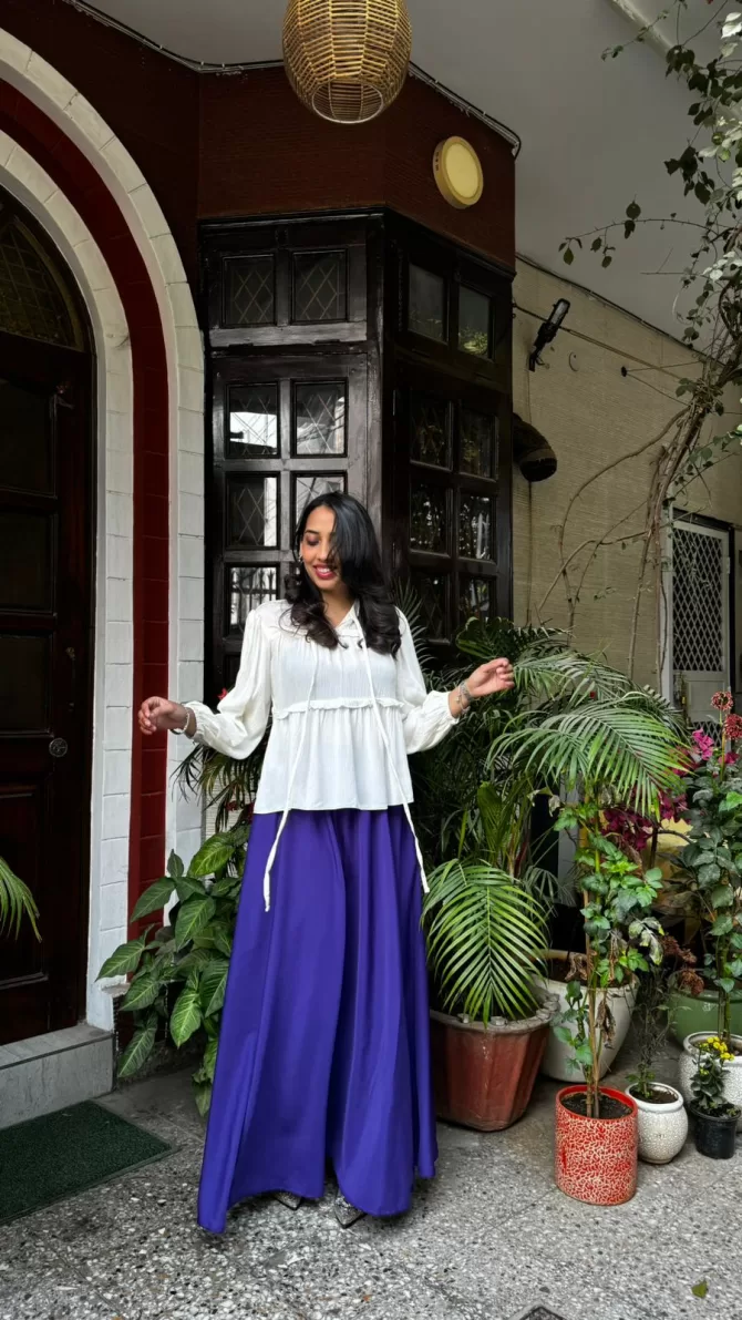 Royal Purple Solid Palazzo (Free Size)