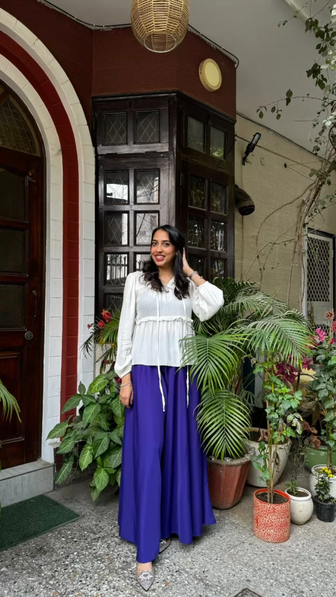 Royal Purple Solid Palazzo (Free Size)