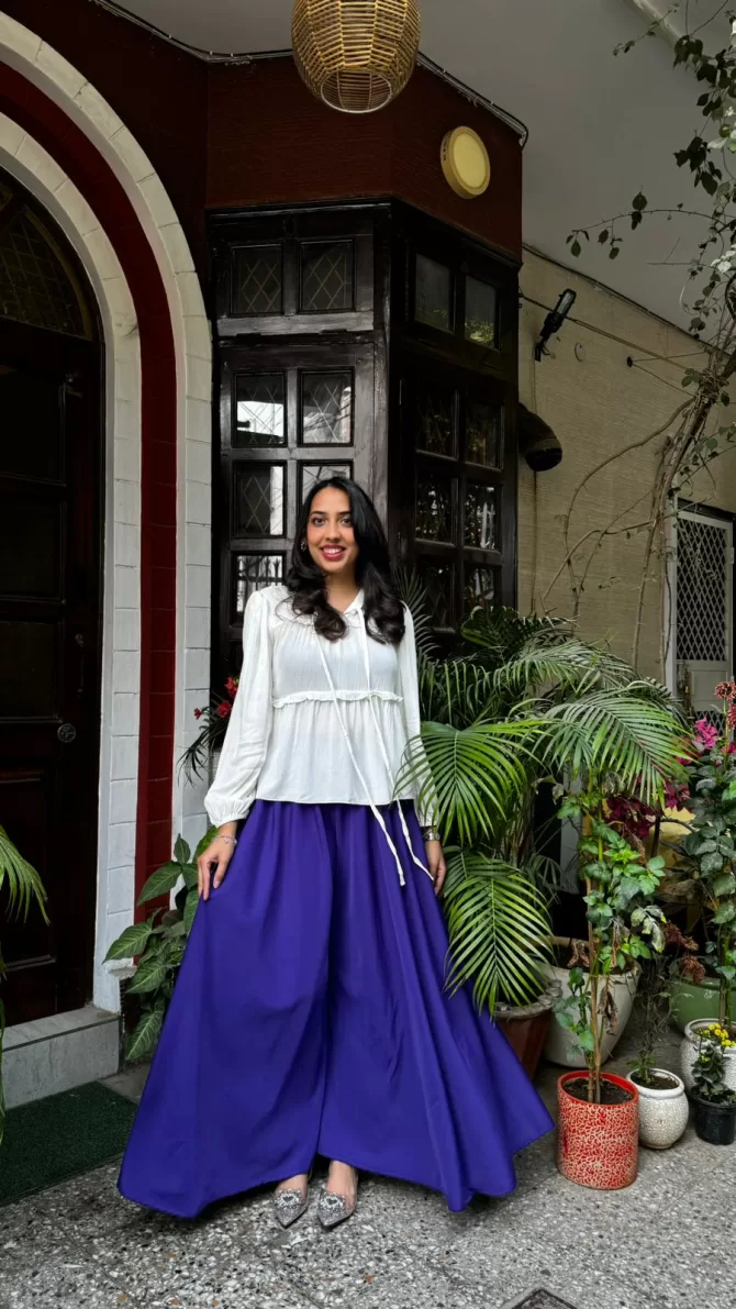 Royal Purple Solid Palazzo (Free Size)