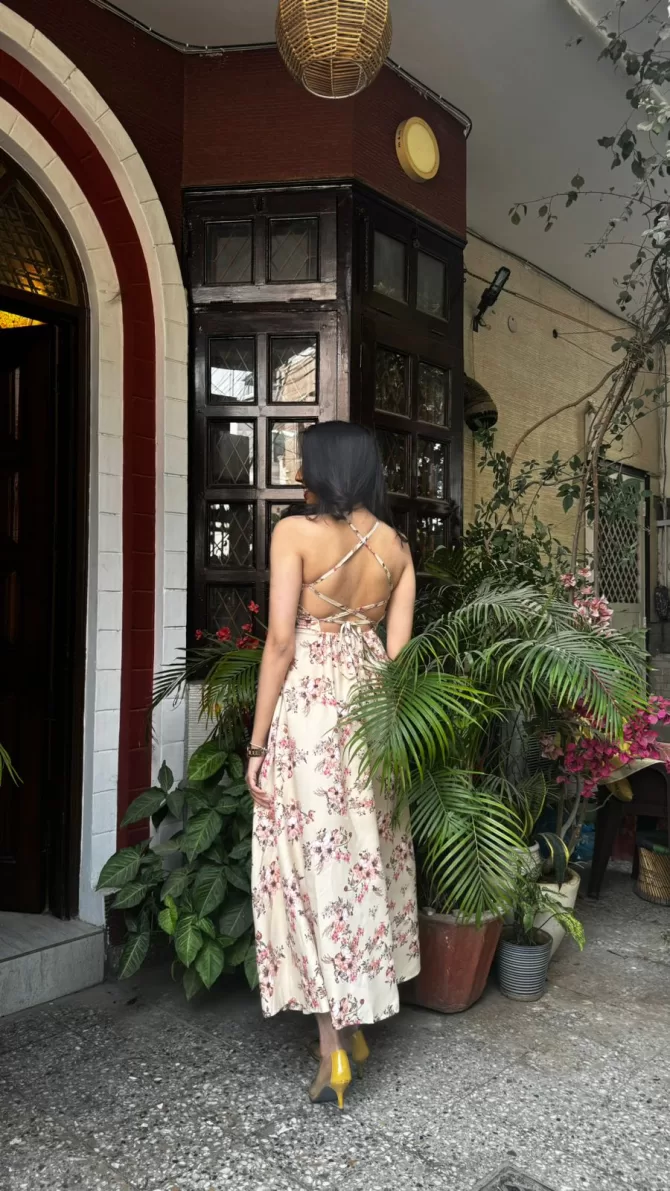 Strappy High Low Dress - Beige