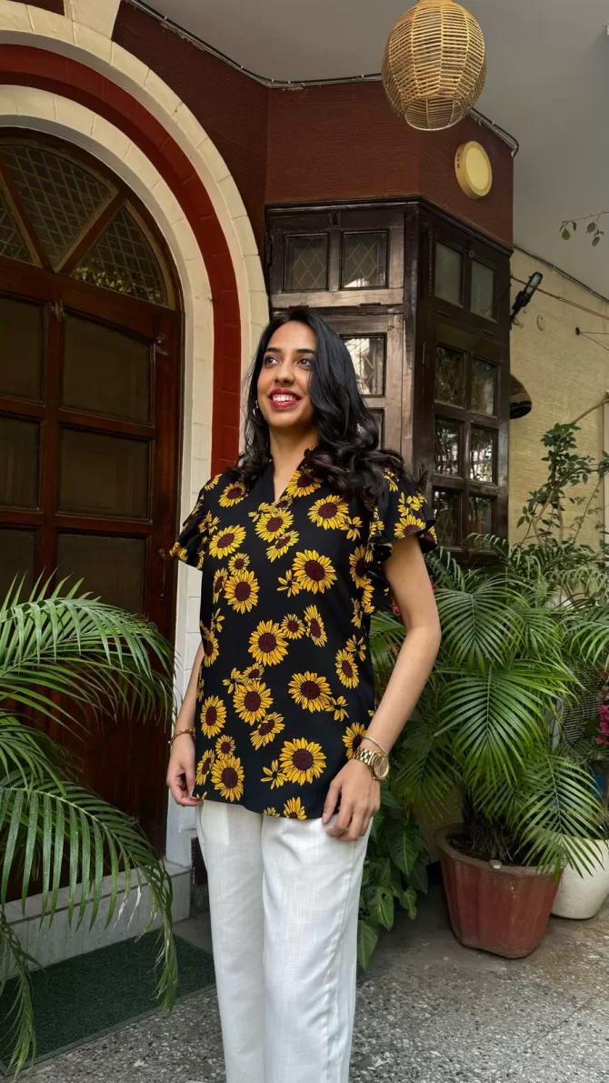 Silly Sunflower Ruffle Top (Luxe Collection)
