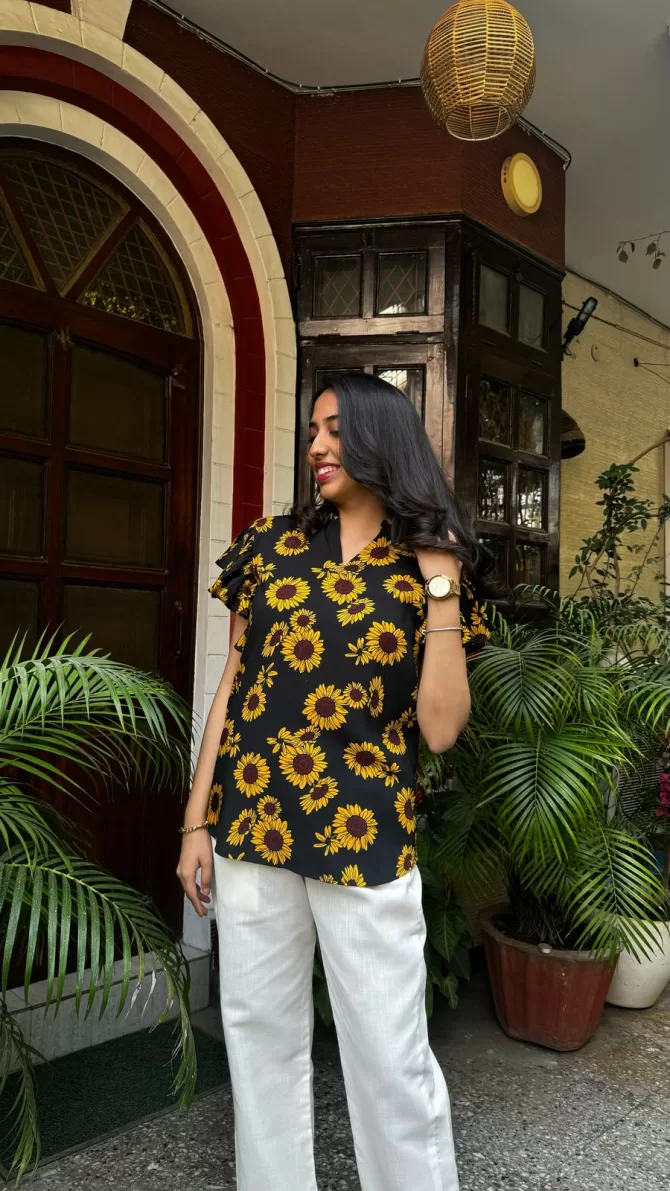 Silly Sunflower Ruffle Top (Luxe Collection)