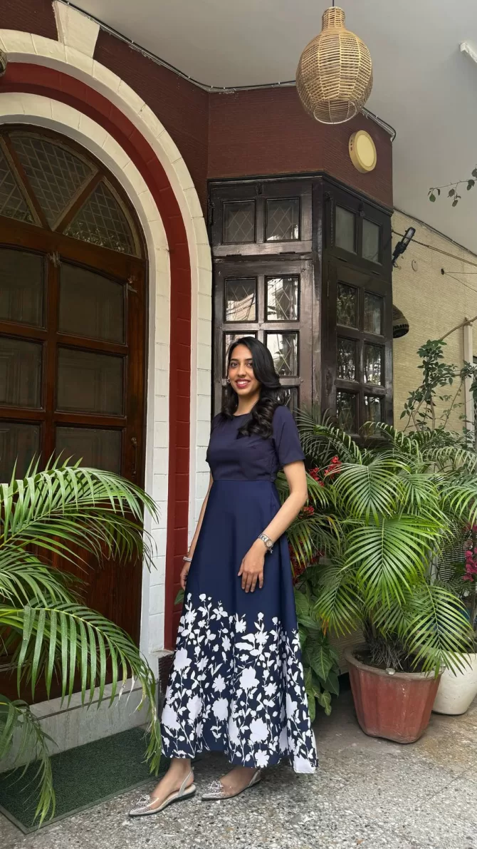Navy Blue Floral Maxi Dress