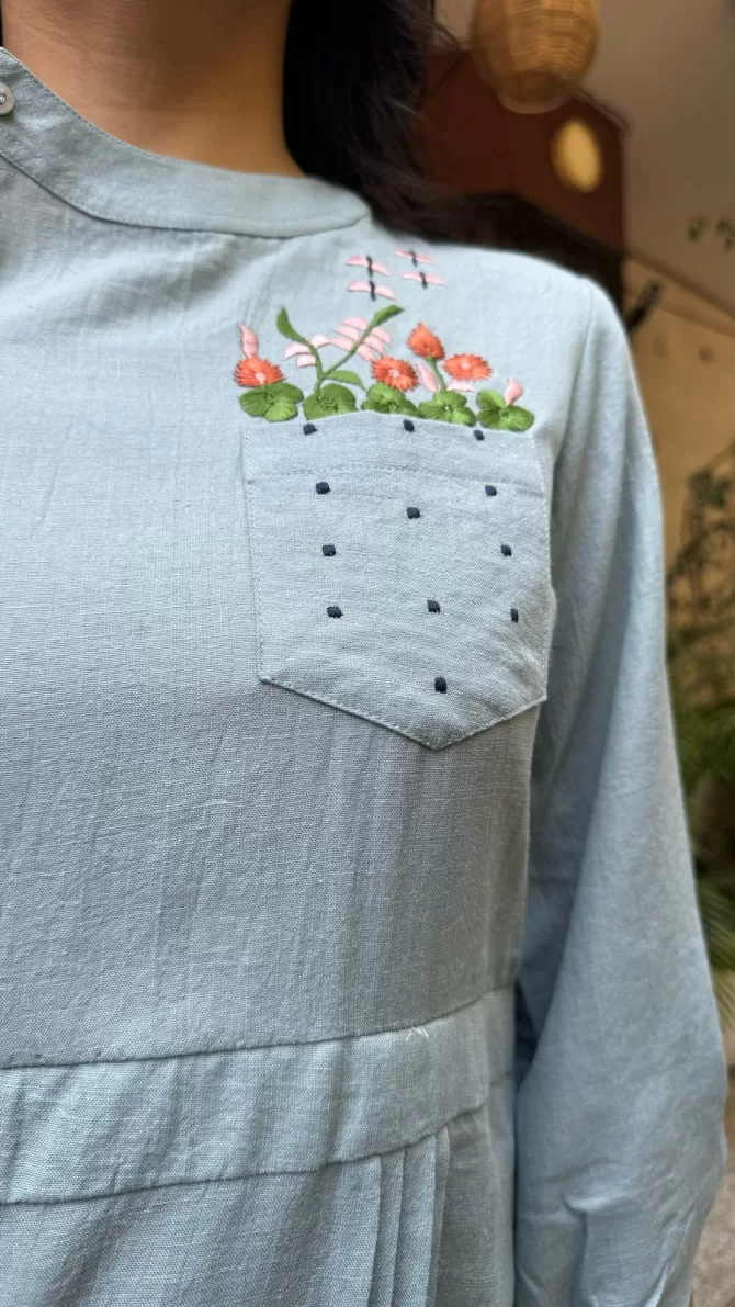 Ruby Embroidered Dress - Mint