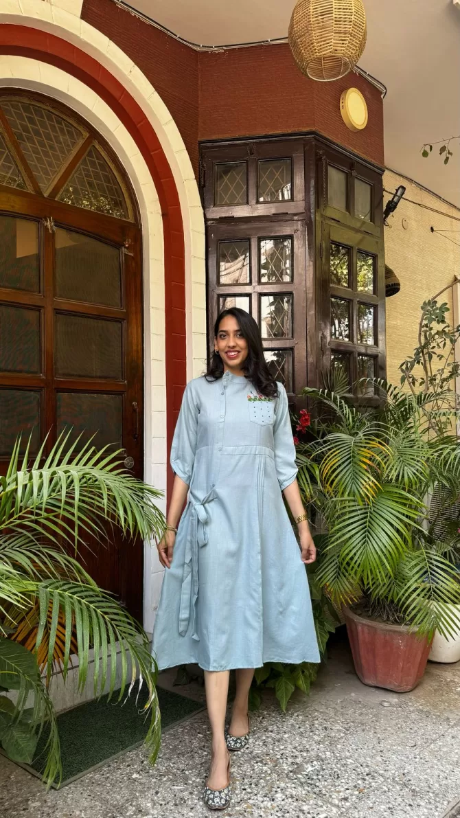 Ruby Embroidered Dress - Mint