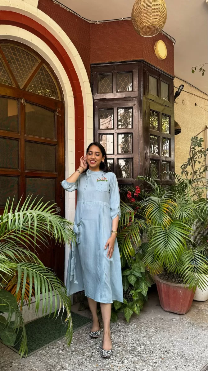 Ruby Embroidered Dress - Mint