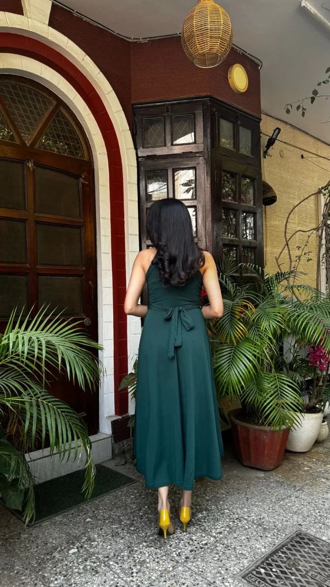 Green High Low dress