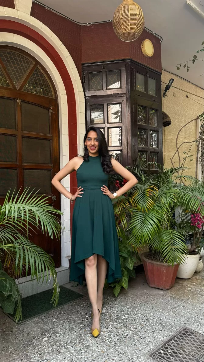 Green High Low dress