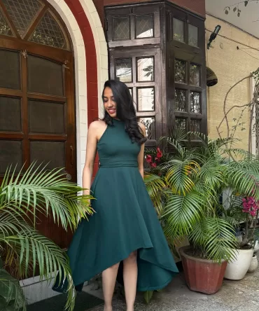 Green High Low dress