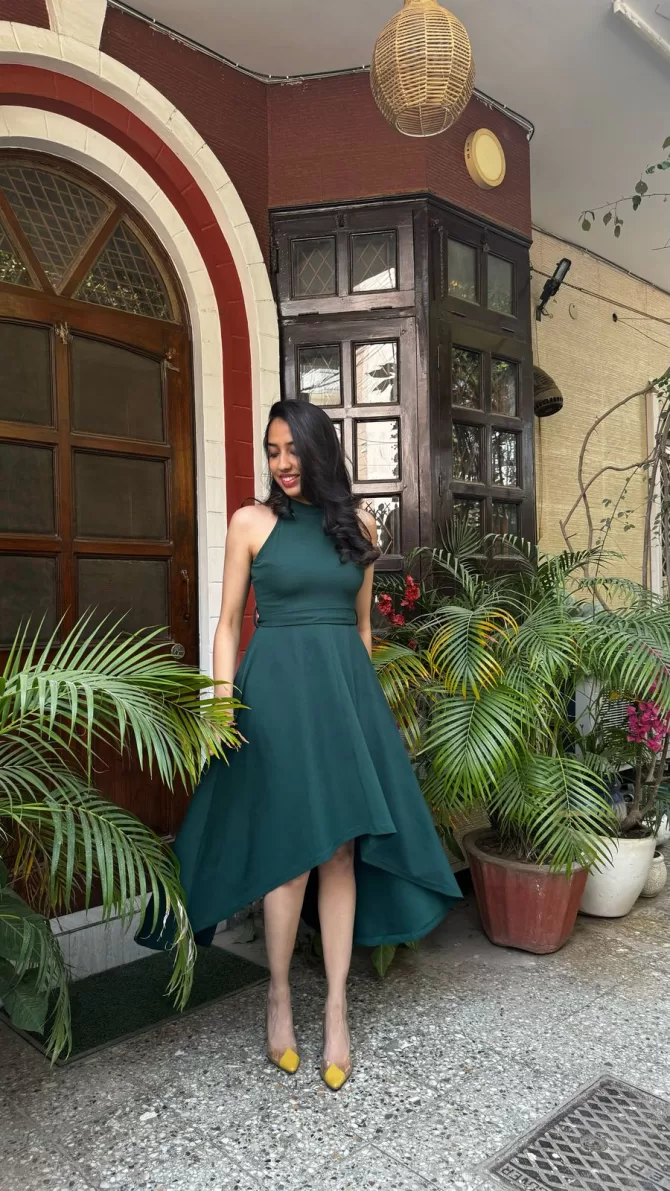 Green High Low dress