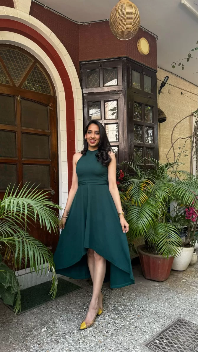 Green High Low dress