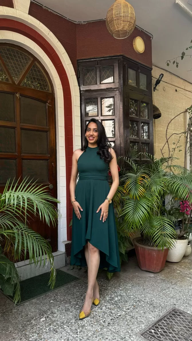 Green High Low dress
