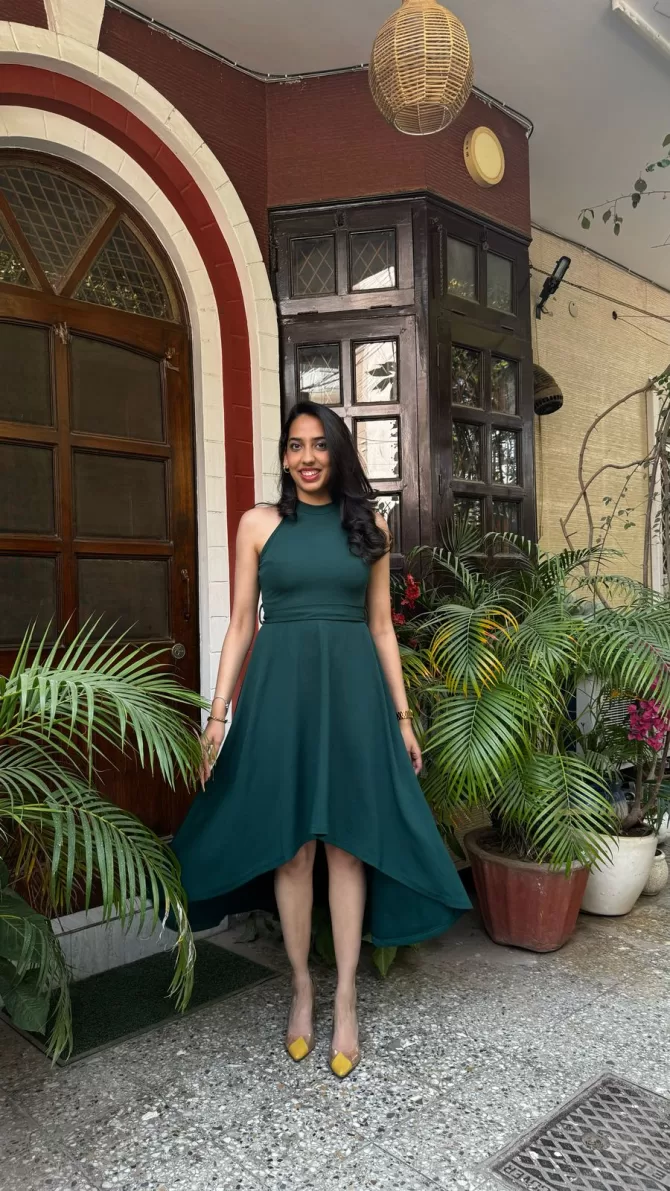 Green High Low dress