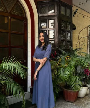 Blueish Grey Georgette Maxi Dress