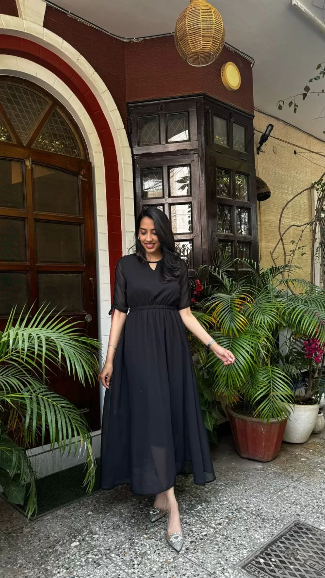 Black Georgette Maxi Dress