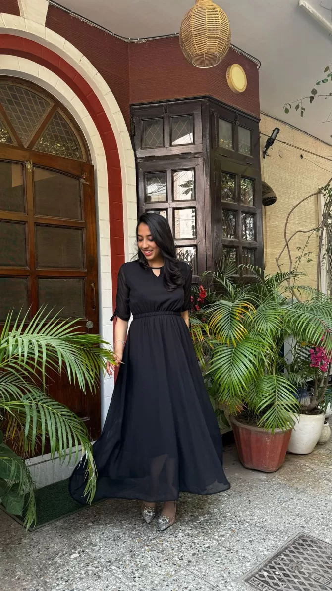 Black Georgette Maxi Dress