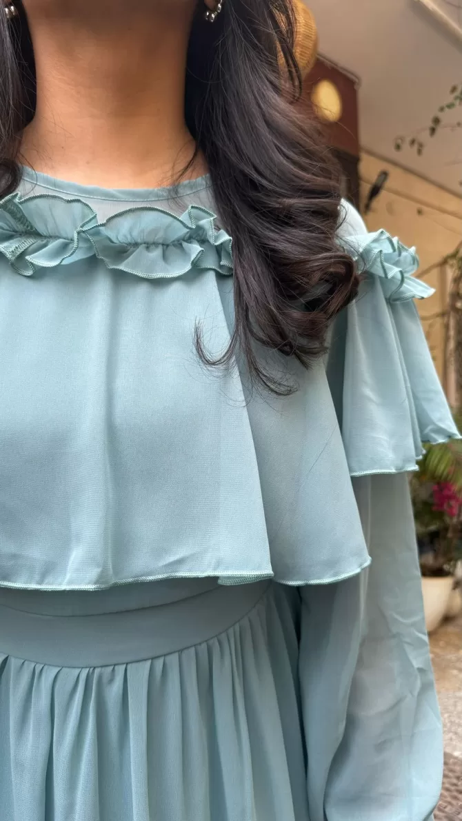 Mint Frill Georgette Dress