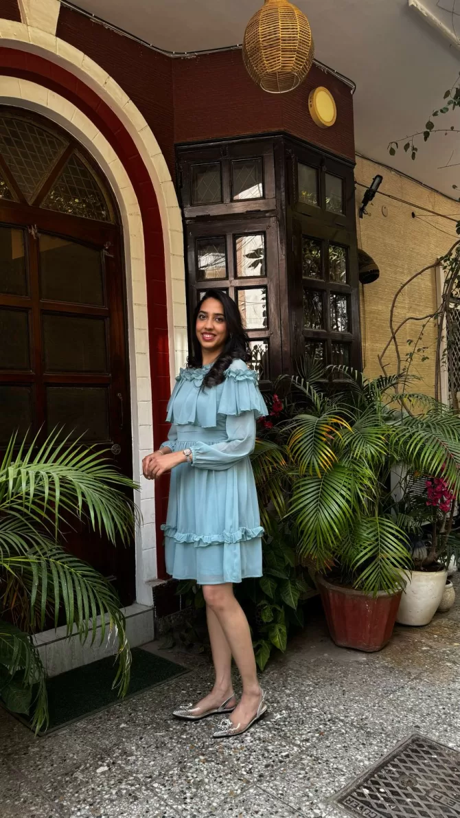 Mint Frill Georgette Dress