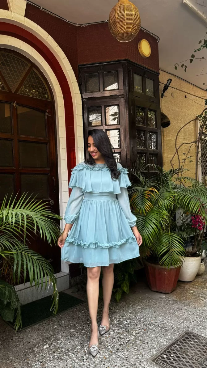 Mint Frill Georgette Dress